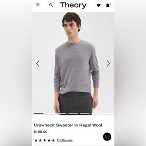 Theory Men’s Knit Sweater In Regal Wool Sz Large